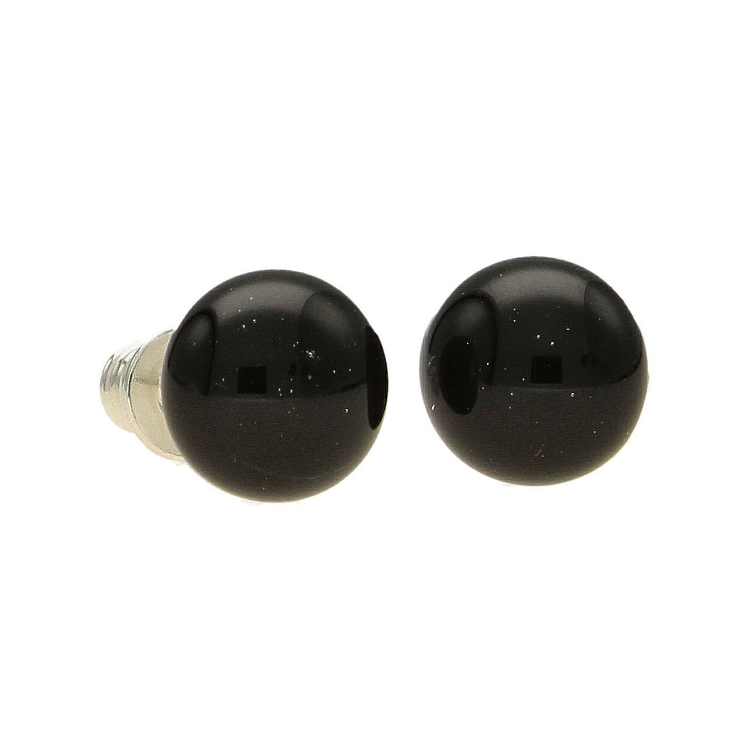 Srebrne kolczyki szkło weneckie 'Głęboka czerń' Murano 35.jpg